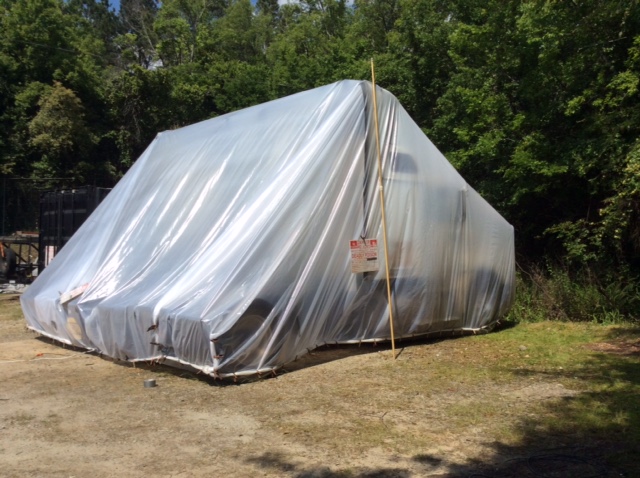 a fumigation tent for treating bed bugs